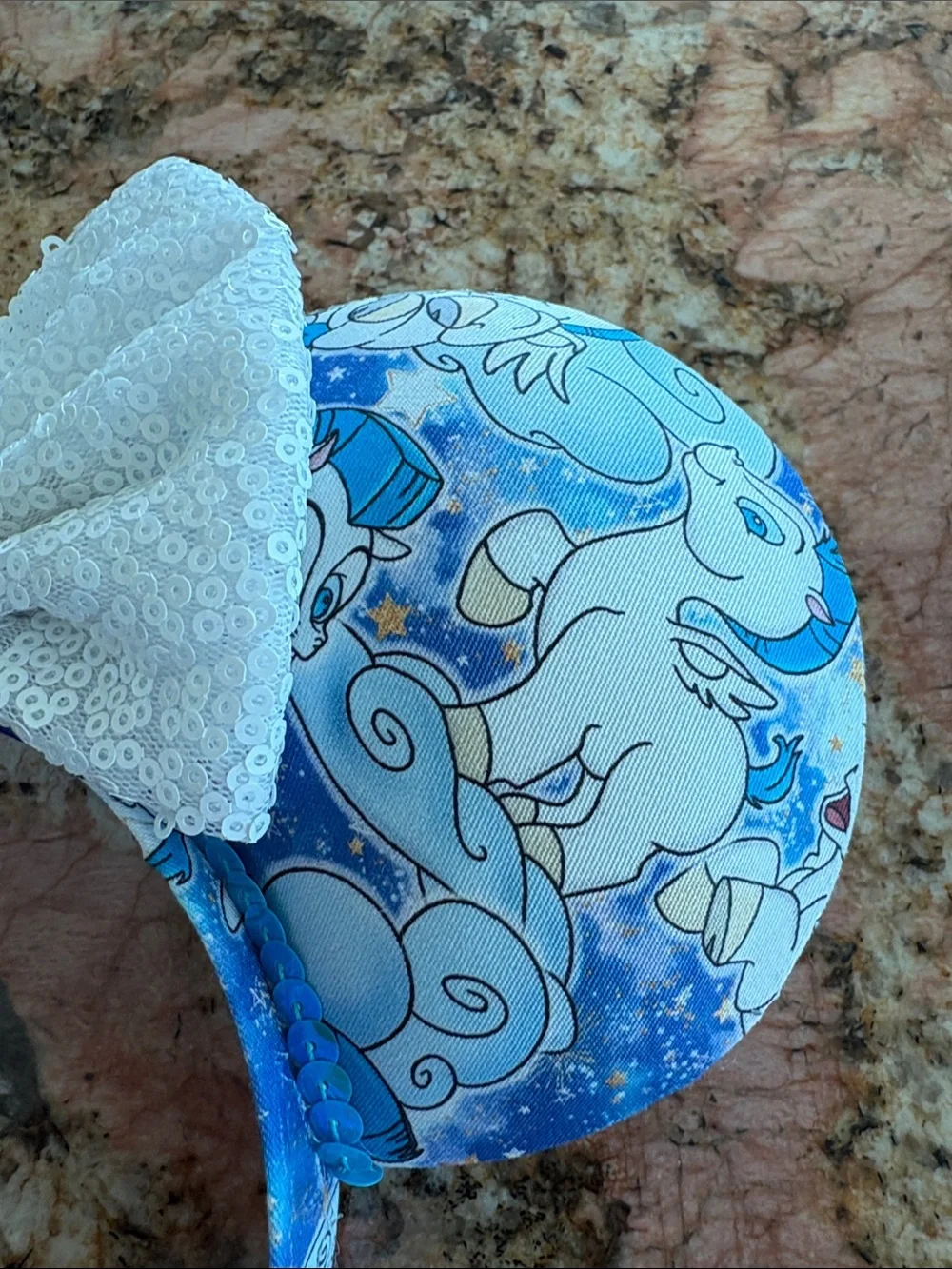 Pegasus Disney-Inspired Mouse Ear Headband with White Sequin Bow